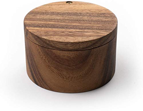 Image of Wooden Salt Box for Kitchen or Dining Table Spice and Herb Container | Single Compartment for Salt & Pepper, Jar & Container (size: 3.75 x 3.8 in)