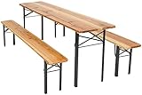 In legno ELETTROFERRO Tavolo/TAVOLA BIRRERIA Completo di PANCHE in Legno con Gambe Pieghevoli Perfetto per BIRRERIA Bar Pub Giardino Fiera Picnic Campeggio Feste TERRAZZA Matrimonio 200cm X 60cm