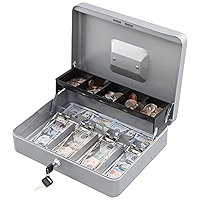 ☆Cashonly☆ KYODOLED Large Cash Box with Money Tray and Lock, Metal