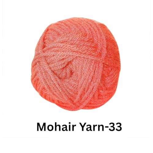 Image of VCR Mohair Nylon Coral Red Yarn, 100 Grams Hank, 196 Meters Length, Acrylic 75%, Mohair Nylon 25%, Pack of 1 Yarn, Soft Crosia Threads, Suitable for Winter Garments.