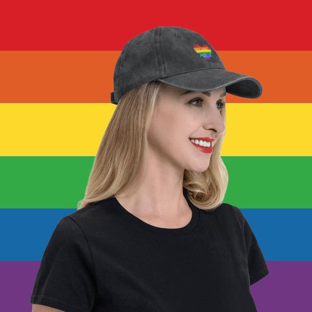 Rainbow Heart Baseball Cap LGBT Gay Pride Adjustable Cotton Trucker Hat - Image 2