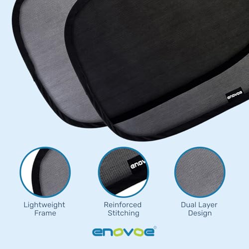 enovoe car window shades for baby 2 pack - 21x14 inches sun shade blocker cling - glare shield and uv rays protection for your child - side windows screens for suv- mesh window shades for car baby