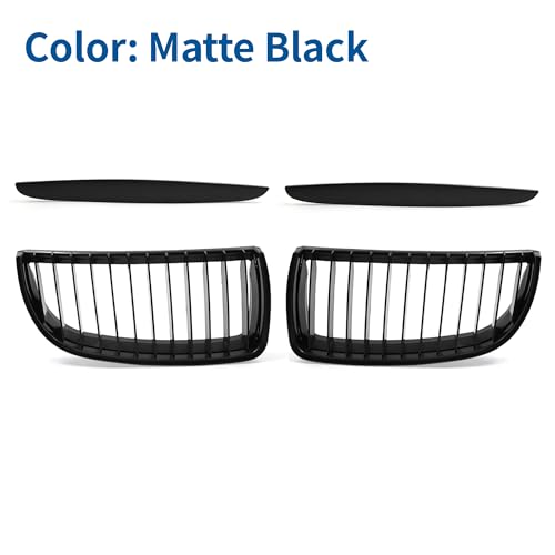 sourcing map Front Upper Hood Bumper Grille Grill for BMW 325i E90 E91 2005-2008 Front Left Right Upper Bumper Kidney Grille Grill Signal Slat Matte Black Pair - Image 2