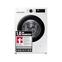 Samsung Waschmaschine, 9 kg, 1.400 U/min, EEK: A, Mikroplastik-Programm, Ecobubble, 14 Programme, WiFi SmartControl, Weiß/Schwarz, WW9ECGC04AAEEG