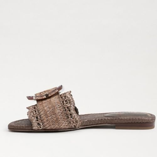 Image of ZJGZF Raffia Sandals for Women Buckle Straw flats Woven Braided Rattan Slides Summer Beach Sandals Comfort Cute Shoes