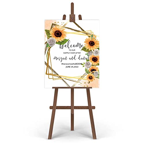 Panneau de bienvenue de mariage fleurs 30x45cm nom personnalisé - 4