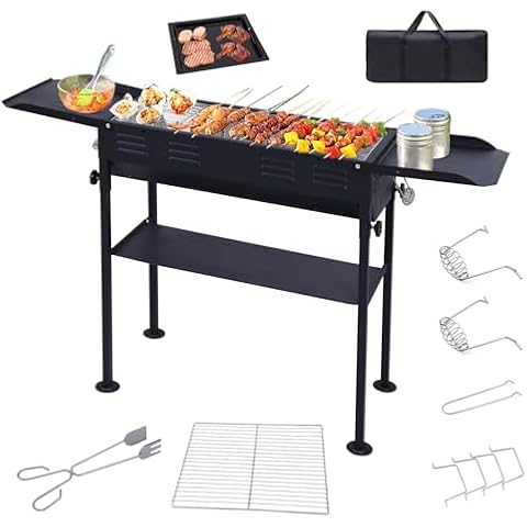 WGOS Barbecue Grill, Charcoal Grill for BBQ, Portable Charcoal Grill, Folding Portable Grill Set, Yakitori Grill for Camping, BBQ, Picnic Cover