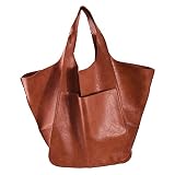 KlaOYer Oversized Leather Tote Bag Large Capacity Work Hobo Pu Leather Bucket Purse And Handbag Big