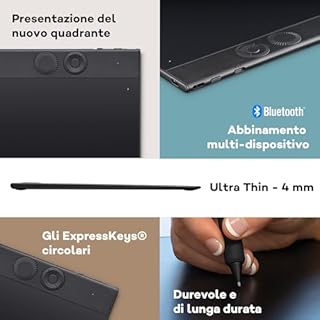 Wacom Intuos Pro Medium – tavoletta grafica compatta e leggera, tablet con penna con Wacom Pro Pen 3, ideale per illustratori, designer ed editor che cercano precisione e performance professionali