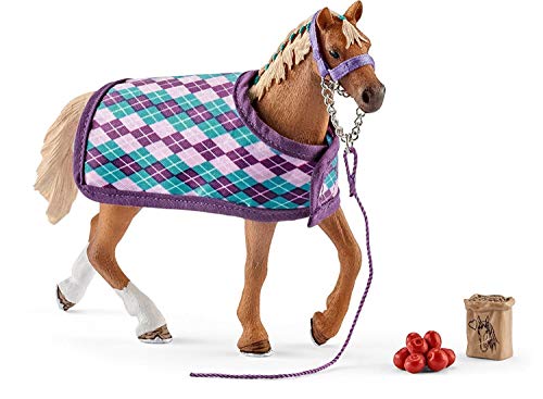 Plastica. Schleich - Statuetta purosangue inglese con coperta Horse Club, 42360, multicolore
