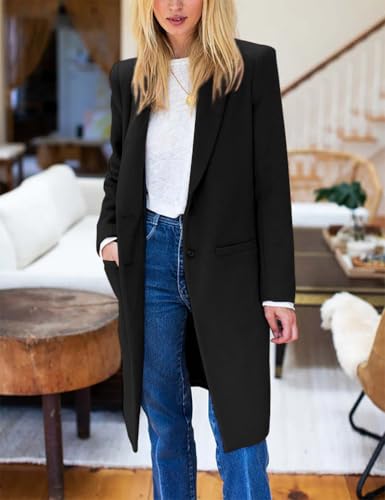 IDEALSANXUN Womens Wool Coats Notch Lapel Fall Winter Peacoat Dressy Blazer Jackets3