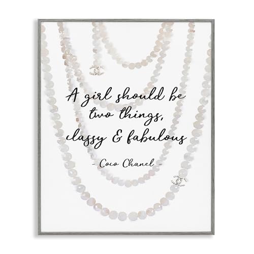 Stupell Industries Classy and Fabulous Fashion Quote with Pearls Grey