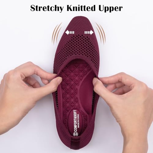 Frank Mully Square Toe Flats for Women Breathable Mesh Knitted Shoes with Arch Support for Walking, Travel & Daily Wear3