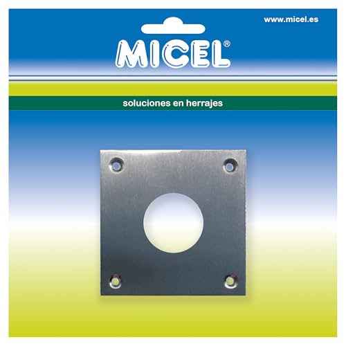 MICEL - 92657 - Runde Schlüsselplatte für Türschloss, satiniertes Nickel, Dicke 1 mm, 80 x 80 mm