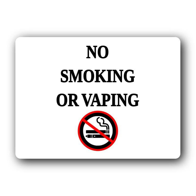 No Smoking or Vaping sign – 19.0x14.0cm Brushed Aluminium