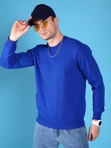 Image of The Indian Garage Co Men Regular Fit Solid Crew Neck Overhead Sweatshirt