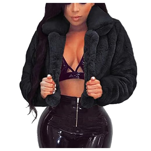 Warm Winter Coats for Womens Faux Fur Mink Jackets Fluffy Fleece Turn-Down Collar Outerwear Tops Crop Sweater Jackets Black