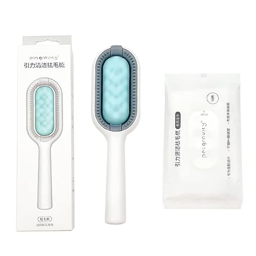 Katzenbürste Zur Fellpflege, Haustier-Knotenentferner,2-in-1- Reinigung Haarentfernung Kamm, Zum Massieren Und Entfernen Von Losem Haar, Für Empfindliche Katzen Und Hund (Kurzes Haar, Blau) Cover