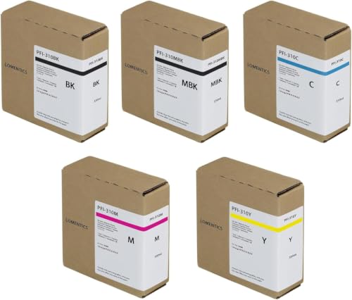 Image of PFI-310 Ink Tank 330ml (5-Pack, Matte Black, Cyan, Magenta, Yellow, Black) Loment Compatible Replacement for Canon PFI310 PFI 310 Ink Cartridge with ImagePROGRAF TX-2000, TX-3000 and TX-4000 Printer