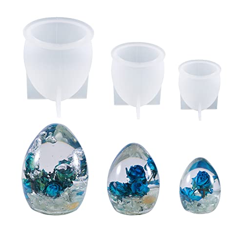 Yalulu 3 Stücke Kristall Nachtlicht Epoxidharz Formen, 3D Kugel Eiform Silikonform Resin Silikon Form für Tischdekoration Nachtlicht Cover