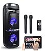 Tragbare Vocal-Star Karaoke-Maschine mit Party-LED-Lichteffekt, Bluetooth, Bässen und Höhen, USB- und Aux-Eingang für…