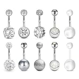 D.Bella 14G CZ Inlaid Bauchnabelpiercing Chirurgenstahl Damen Umkehren Klar CZ Nabel Piercing Bauchnabel 10MM Banane Barbell Piercing