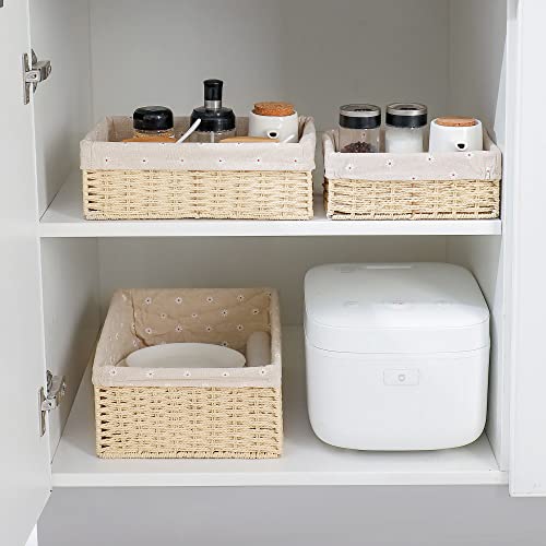 Wicker Woven Storage Basket Organizing Toy Snack Small Pantry Totes Bedroom Gifts Empty Shelves Cube Closet Rattan Decorative Organizers Dresser Decor Towel Kitchen Clothes Storage Bins Containers #TOP6