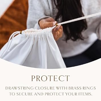 Hayden Hill Luxury Organic Cotton Sweater Bag and 3 Pack Dust Bags - 15 Clothes Bag and Mixed Size Dust Bags For Handbags - Certified Carbon Neutral
