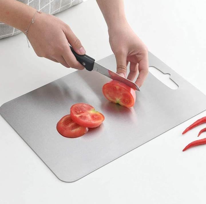 Image of Large Stainless Steel Chopping Board for Kitchen, Premium Grade, Heavy Duty Metal Cutting Board, Big Size 36 X25 cm, Easy to Clean, Durable, Safe, Knife Friendly, Anti-Bacterial