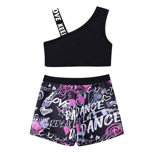Moily Kids Girls 2-Piece Gymnastics Dance Sports Outfit Crop Top with Booty Shorts Activewear Swimsuit3