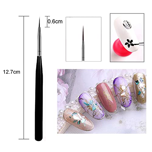 luoshaPUCY Nageldesign Pinsel, [3 Stücke] Nagel Art Liner Pinsel Professional Nailart Pinsel Fineliner für DIY Nail Art Salon Design (Schwarz)