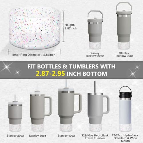 Image of WUQID Protective Bling Silicone Boot, Compatible with Stanley Tumbler 20-40oz & Hydro Flask Water Bottle 12-24oz and More Bottles /Tumblers Bottom of 2.83-2.95in, Glitter Reduces Dents Sleeve Cover