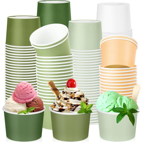 Image of Nuenen 180 Pcs Disposable Ice Cream Cups Bulk 8 oz, Sage Green