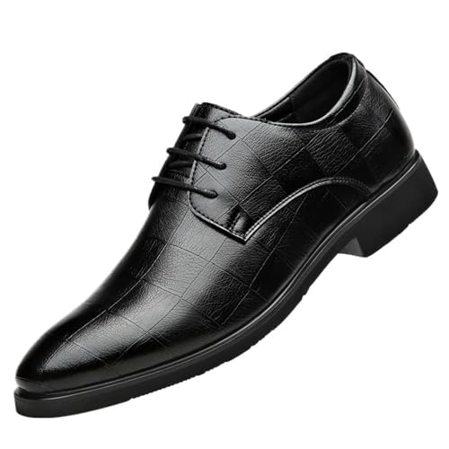 Classic Leather Dress Shoes for Men Oxford Lace-Up Formal Wedding Business Black Office Footwear for Professionals