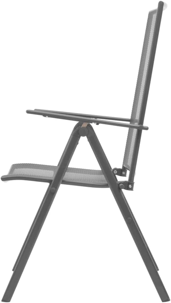 Stackable Patio Chairs 2 pcs,Bistro Chairs,Lounge Chairs,Lawn Chairs,Camping Chair,Beach Chairs,Reclining Backrest Adjustable in 6 Positions,for Lawn,Garden,Backyard,Poolside,Porch,Steel Gray