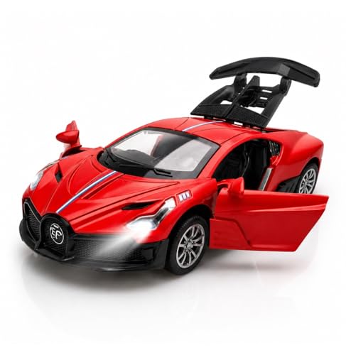 Image of Bugatti Die-Cast Toy Car for Kids - 1:36 Scale Pull Back Metal Model Car with Openable Doors, LED Lights & Music | Alloy Mini Car for Kids, Boys & Collectors【Color As Per Stock】