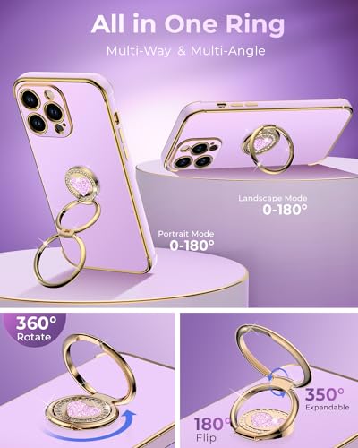 Coque iPhone 14 Pro Max avec double support béquille violette strass