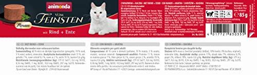 animonda vom Feinsten Mousse Katzenfutter nass Rind + Ente (12 x 85g), getreidefreies Katzenfutter nass ohne Zucker, mit frischen, fleischigen Zutaten
