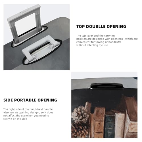 Stack Of Vintage Books Pine Cones Elastic Travel Luggage Covers Dustproof Scratch-Resistant Suitcase Protector Fit 22-24 Inch3