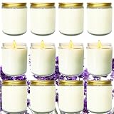 Veiuwa 12 Pcs 8 Oz Bulk White Soy Candles,Lavender Scented Candles Set,Bulk Aromatherapy Candle,Great Stress Relieving Scented Candle for Girls as a Gift for Birthdays, Weddings and More!