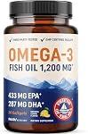 Triple Strength Omega 3 Fish Oil 1200 mg | EPA & DHA | Wild Caught, Sustainably Sourced Omega-3 Fatty Acids | Premium Burpless Fish Oil Supplements | Clean Label Certified, Third-Party Tested | 30 Ct