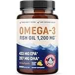 Triple Strength Omega 3 Fish Oil 1200 mg | EPA & DHA | Wild Caught, Sustainably Sourced Omega-3 Fatty Acids | Premium Burpless Fish Oil Supplements | Clean Label Certified, Third-Party Tested | 30 Ct