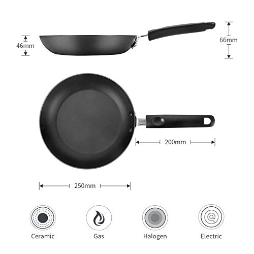 Frying Pan Nonstick, Hard Anodized Aluminum 9.5 Inch Skillet with Heat Resistant Handle, 3mm Thickness Omelette Pan No-warp, Dishwasher Safe, Black - Thumbnail 2