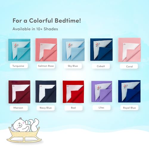 Image of Mylo Baby Waterproof Mattress Protector for Baby (0-3 Years), Extra Absorbent, Soft and Reusable Quick Dry Sheets (Medium, 100cm x 70cm, Turquoise)