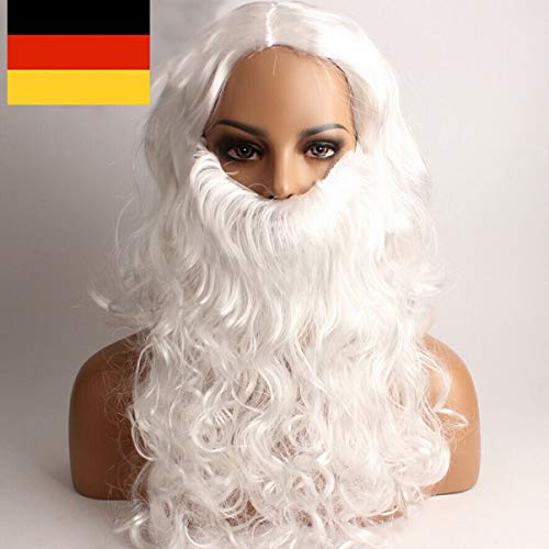 FRCOLOR Natal Papai Noel Barba Falsa Barba Branca Xmas Papai Noel Santa Férias Peruca de Cabelo Fals