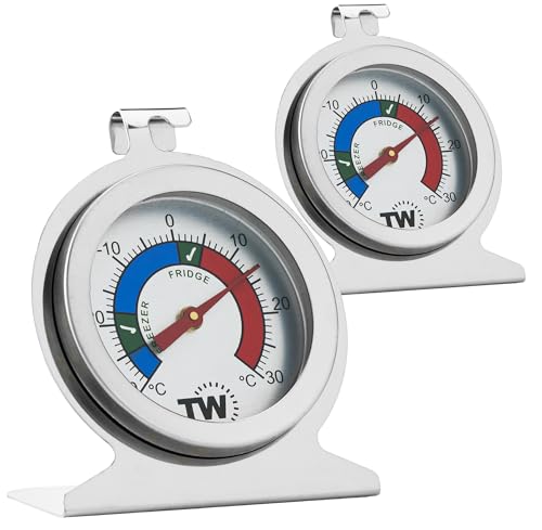 Kühlschrank-/Gefrierschrank-Thermometer, Doppelpack, zur Überwachung von Kühlschrank, Temperatur, Edelstahl, Gefrierschrank und...