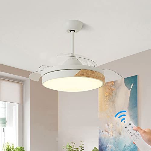 Ventilador de techo con luz LED blanco silencioso para dormir bien 3