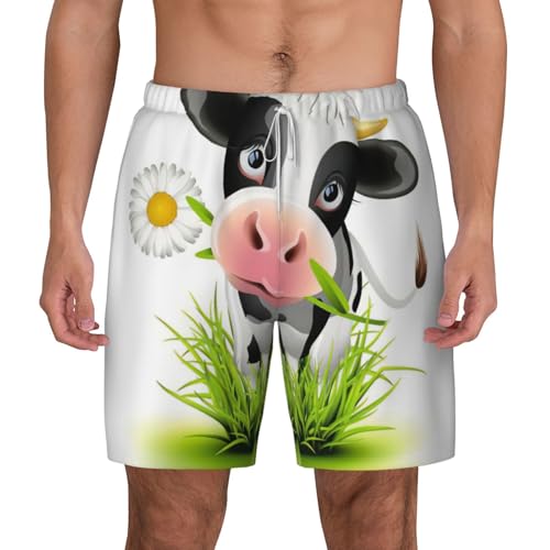Short de bain séchage rapide homme imprimé vache pour maillot de plage