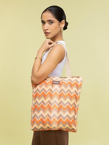 Image of ZOUK Ivy Tote Bag for Women | Handcrafted Jute Khadi with Vegan Leather Handles | Lightweight, Foldable & Travel-Friendly Everyday Carry Bag |