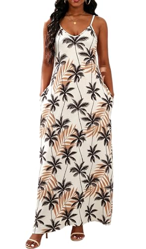 Image of vunahzma Womens Casual Fashion Sleeveless Plus Size Loose Long Sexy Maxi Dress with Pockets